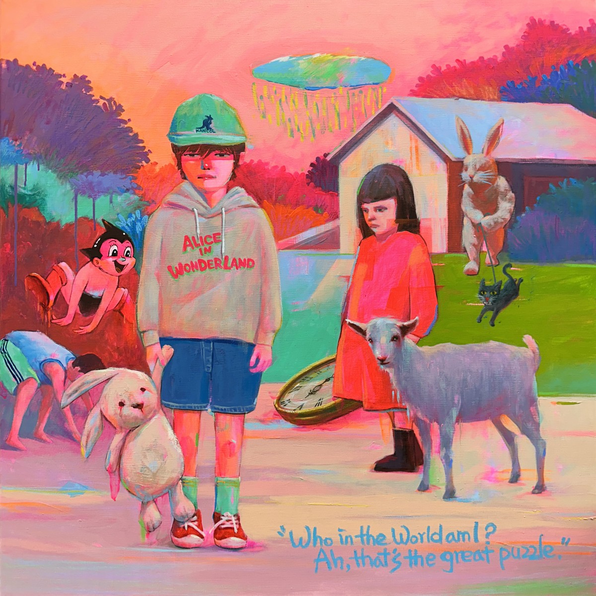 David Youm
Alice and Dave (Alice in Wonderland series), 2025
Acrylic on canvas, 100x100cm