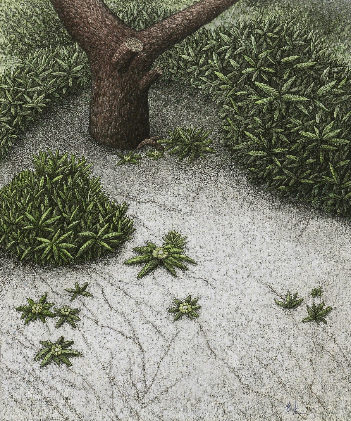 Han Jun Ho
The Felled Tree and My Gaze 2504, 2025
Mixed media (Scratched) on canvas, 72.7x60.6cm