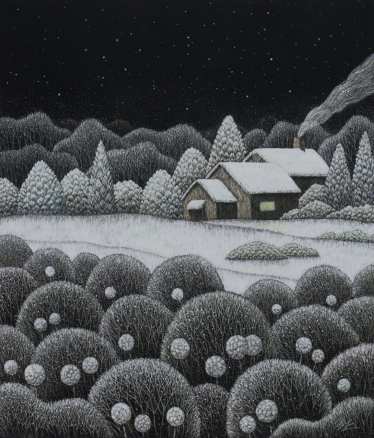 Han Jun Ho
A Warm Winter 2508, 2025
Mixed media (Scratched) on canvas, 53x45.5cm