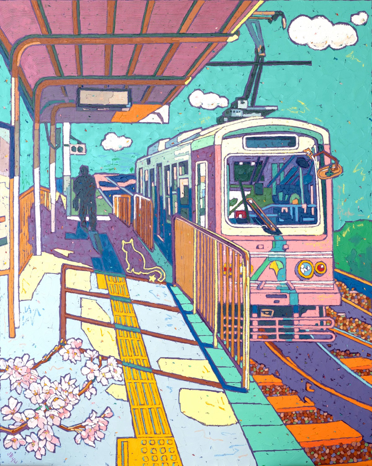 Sakura Train
《J Ryu》

Oil &#038;amp; Acrylic on canvas
90.9x72.7cm
2024