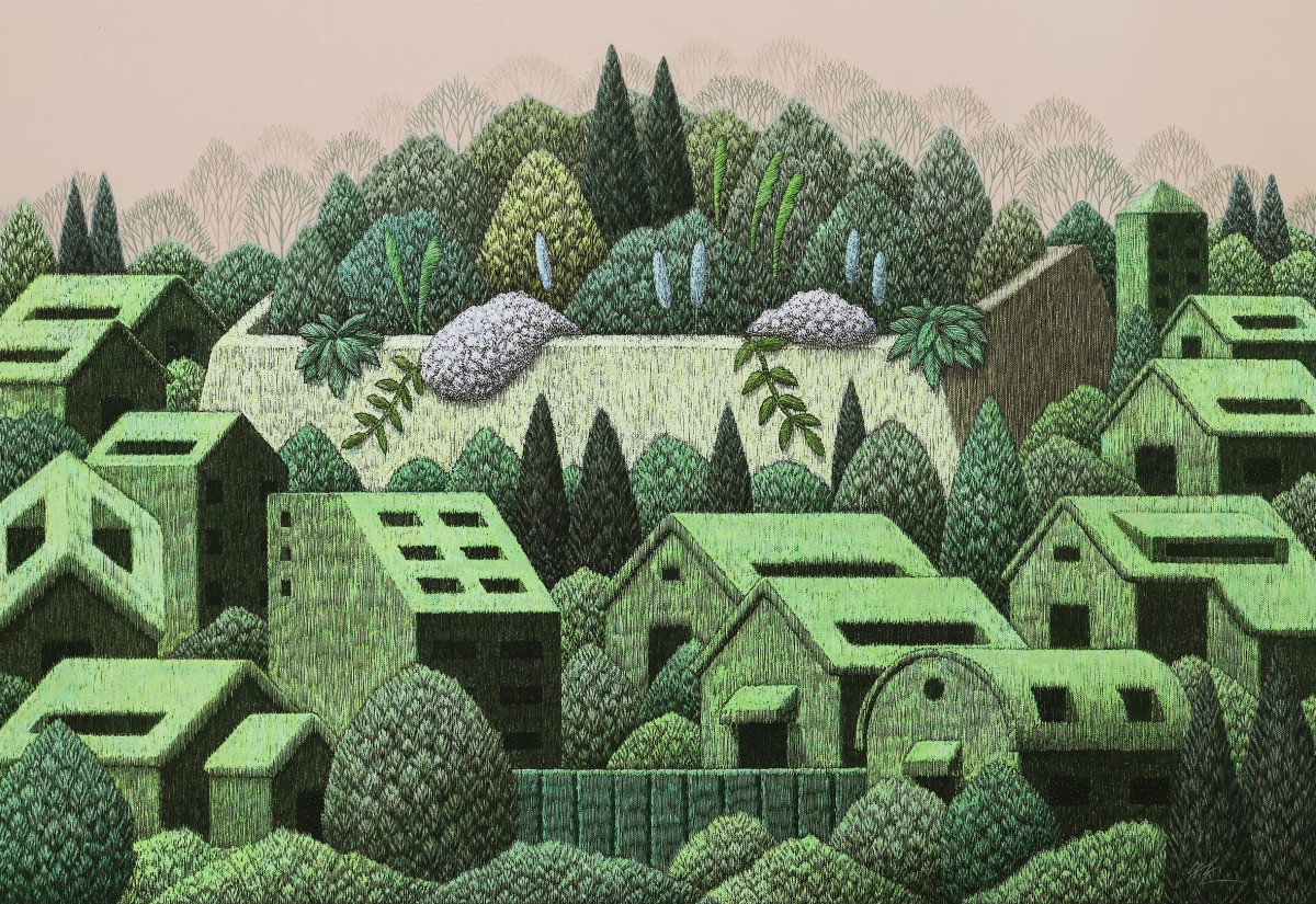Han Jun Ho
Urban Garden 2508, 2025
Mixed media (Scratched) on canvas, 50x72.7cm