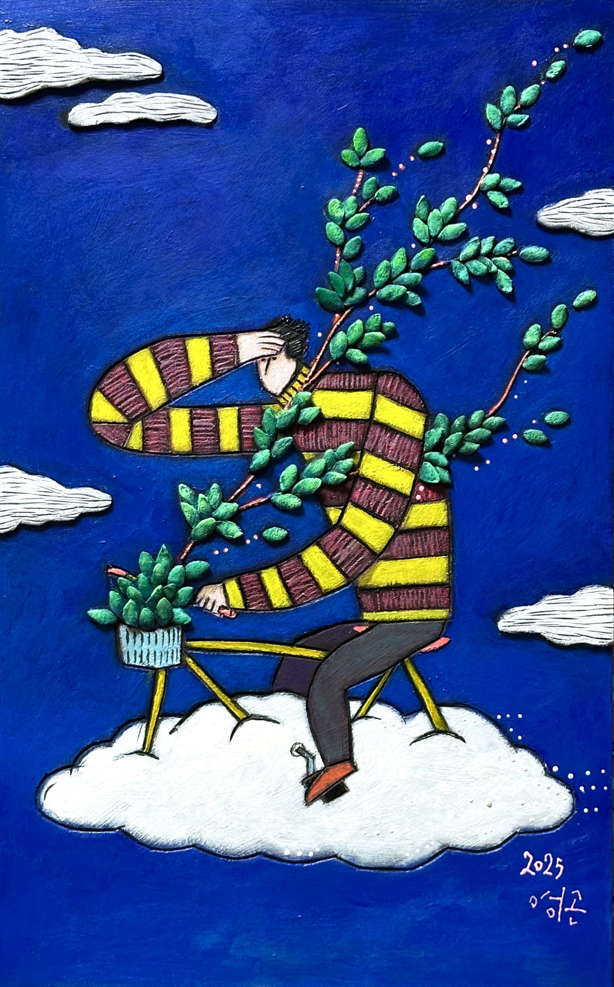 Kim Young Gon
Cloud bicycle

2025
Mixed media on Wood carving
53x33.4cm