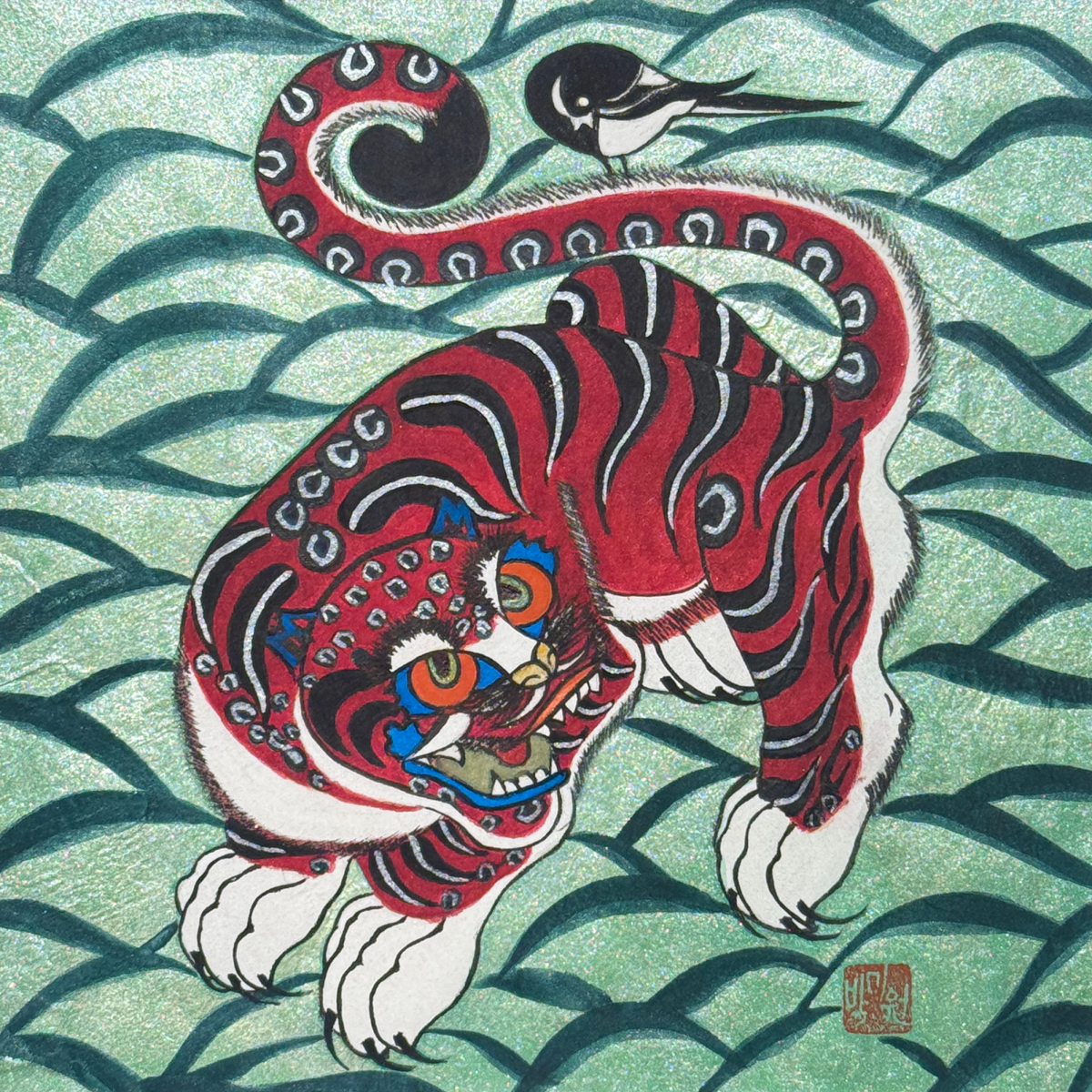 Park Mi Won
Tiger and Magpie (Hojakdo)

2025
Powdered Pigment on Hanji (Korean traditional paper)
18.8x18.8cm