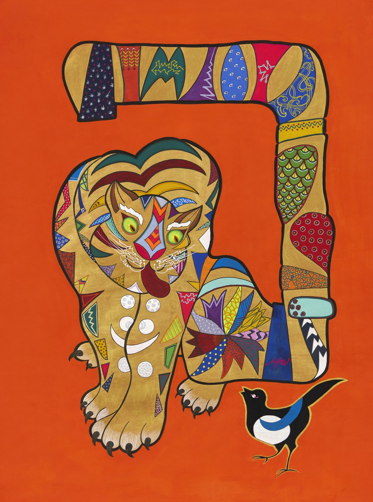 Hipster Tiger and Magpie

2025
Color on hanji (mulberry paper)
94x70cm
